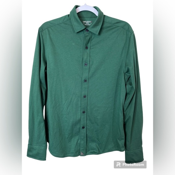 UNTUCKit Men’s Huber Soild Green Long Sleeve Button Down‎ Shirt Size Small - Picture 1 of 5